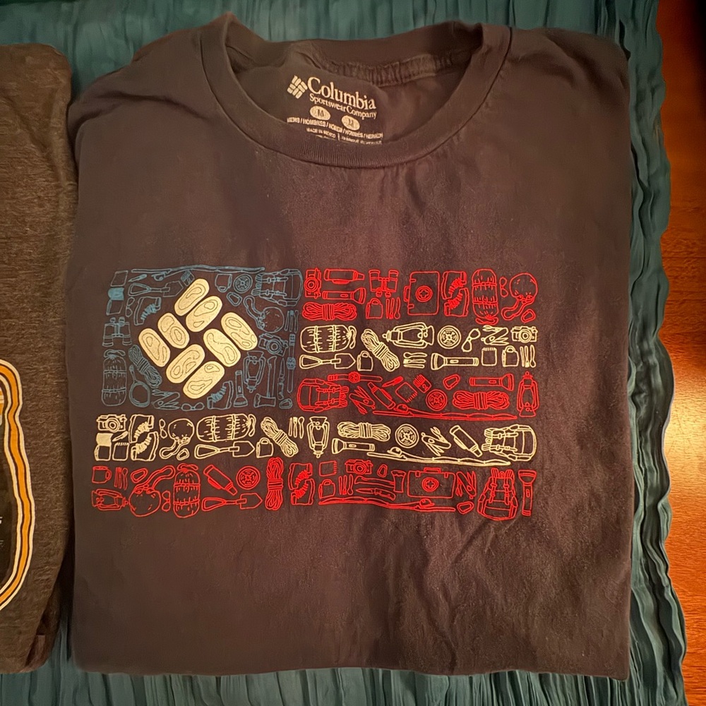 Columbia Navy T-Shirt with Red and White Graphic